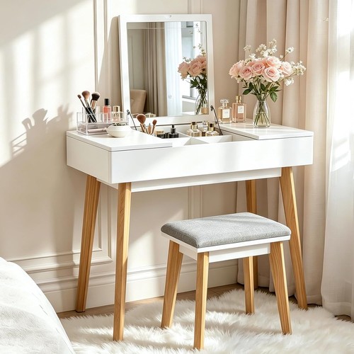 Makeup vanity desk with - makeup, mirror