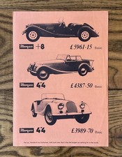 Listino prezzi Morgan Plus 8, 4/4 c.1979-80 - Concessionaria Morris Stapleton
