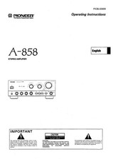 Pioneer A-858 Amplifier Owners