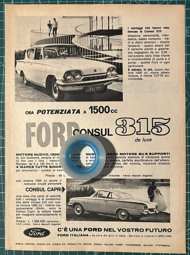 Rara pubblicità ford consul - rara,