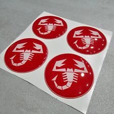 Loghi ruota adesivi Rosso bianco 50mm resina per coprimozzo Fiat Abarth 500