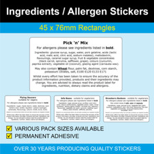 Ingredients Labels - 45 x 76mm