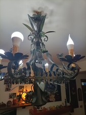 Coppia di lampadari in ferro battuto fatti a mano 