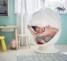 IKEA PS LÖMSK Sedia a Pod Girevole per Bambini, Bianco/Rosso (Arancione)