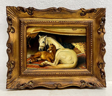 ANTICO QUADRO DIPINTO OLIO su RAME RIPROD. "The Arab Tent" Edwin Henry Landseer