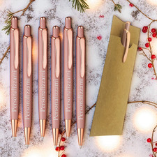 20 Penne a Sfera Alluminio Rosa Incisione Laser Personalizzata Regalo Natale