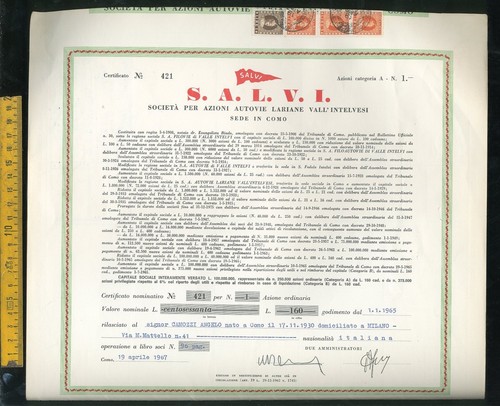 Certificato azionario azione - certificato,