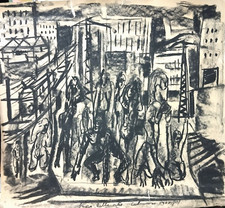 Mario Salmaso immagini a inchiostro, 1967, Fuga dalla città, Espressionismo