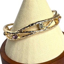 Bracciale Charles Nobel Ramoscelli Intrecciati Texturizzato Strass Tono Oro Tg 8