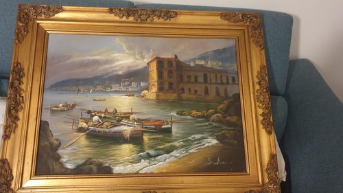 Quadro antico olio tela - antico, su