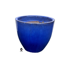 Vaso blu cobalto in ceramica da esterno o interno portavaso fioriera giardino