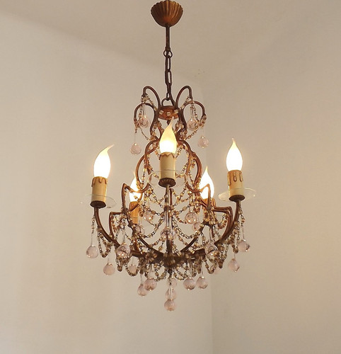 Lampadario gabbia metallo