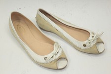 TOD'S scarpe donna tg 6 Europa 36,5 pelle bianca beige tela S9327