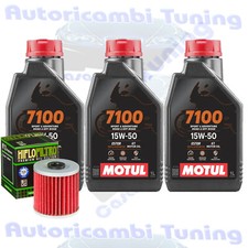 Kit Tagliando Olio Motul 7100 15W50 Filtro Per Kawasaki KLF300 Bayou 1988>2004