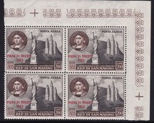 1952 SAN MARINO, PA n. 102 200 lire blu scuro e nero MNH/**