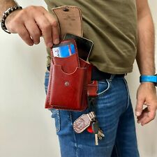 Borsa porta cellulare, tecnica, da cintura. Con tasca portatutto e moschettone 