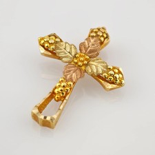 Ciondolo croce bicolore in oro