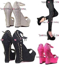 SCARPE DONNA SANDALI scamosciati ZEPPE STRASS borchie CINTURINO TACCO alto 556