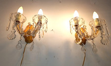COPPIA APPLIQUE D'EPOCA MARIA TERESA 2 BRACCI CRYSTAL PAIR OLD SCONCES 2 LAMPÈ