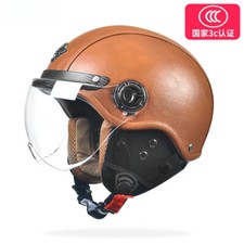 Mezzo Casco Moto Retrò per Uomo Vintage HD Lenti Pelle MOTO Caschi Bici