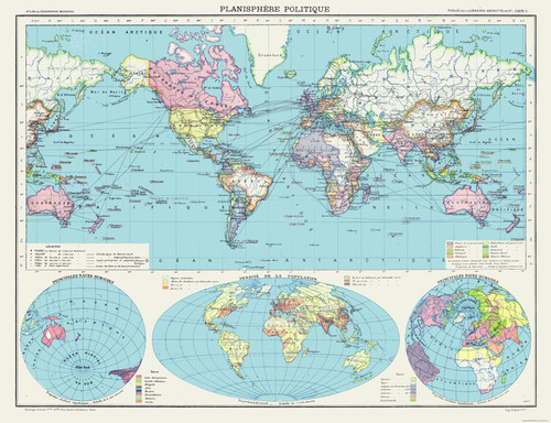 Mappa storica planisfero - mappa,