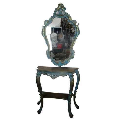 Demi lune console ornata - lune, legno