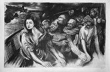 Aligi Sassu incisione acquaforte acquatinta L'America 174x115 firmata numerata