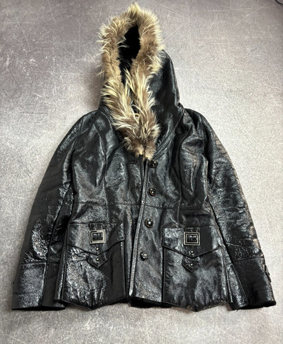 Giacca pelle nera vintage - giacca,