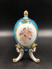 Vaso portagioie soprammobile uovo porcellana st Meissen angeli putti oro