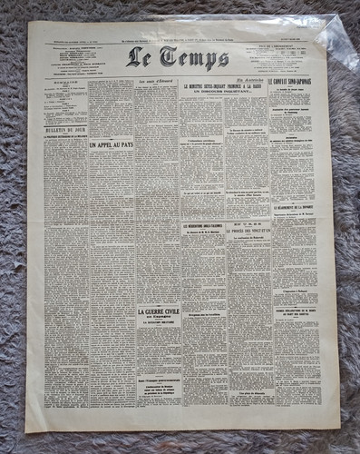 Giornale temps marzo 1938 - temps,