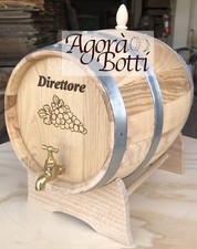 Botte in Castagno 15 litri con rubinetto di ottone e LOGO A FUOCO A PIACERE!!!