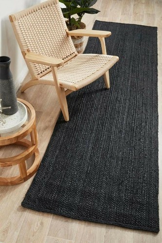 Tappeto nero runner juta