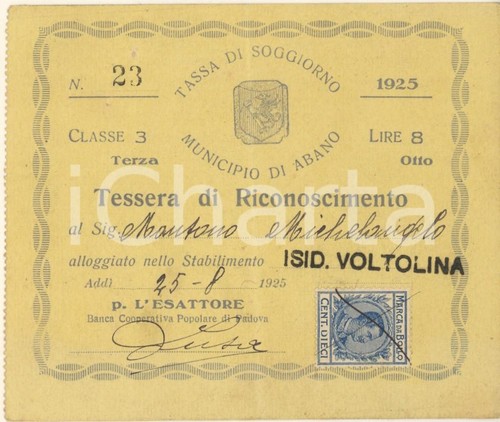1925 abano terme - abano, tessera