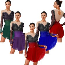 Abbigliamento da ballo donna abiti sfumati abito a rullo competizione irregolare corpo a rete