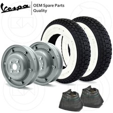 2 CERCHI CHIUSI + 2 GOMME FASCIA BIANCA PER MODIFICA VESPA 50 DA 2.75-9 3.00-10