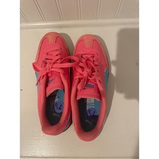 Scarpe da ginnastica Puma rosa blu giovani bambini sneakers stringate taglia 7,5 anni casual