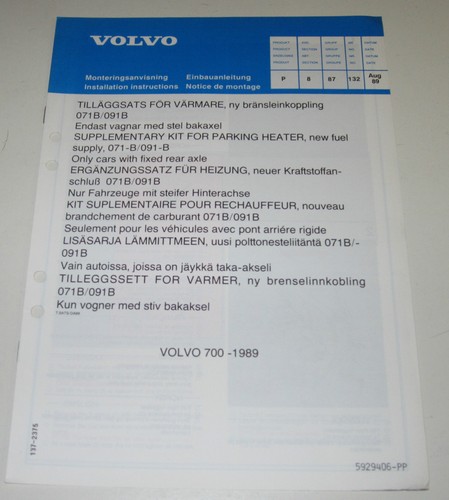 Einbauanleitung volvo 700 - einbauanleitung, 700-