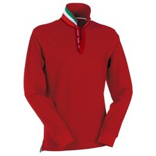 POLO UOMO FELPA TRICOLORE ITALIA LONG TAGLIE FORTI S M L XL XXL XXXL 3XL ROSSA