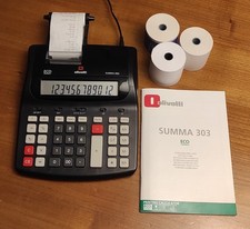 Calcolatrice Scrivente 2 Colori OLIVETTI Summa 303 Display LCD 12 cifre PERFETTA