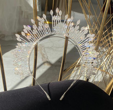 Diadema da sposa in cristallo di lusso Swarovski, diadema da sposa corona da sposa