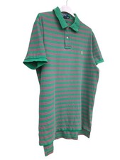 polo ralph lauren vintage Polo Sttriped Tee / maglietta polo righe Verde Rosa L