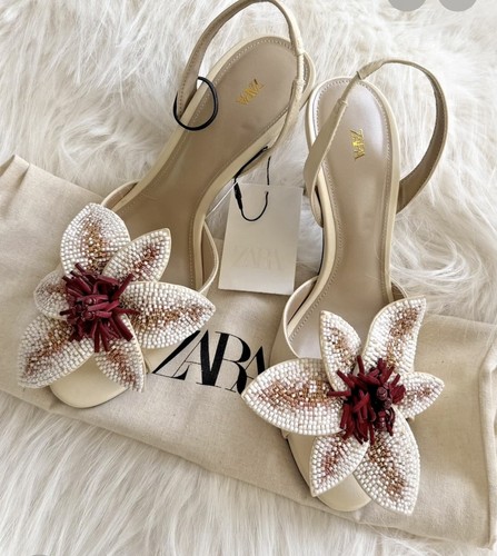 Sandali con tacco zara - tacco, ecru