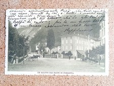 BAGNI DELLA PORRETTA BOLOGNA 1915 ANIMATA CARRETTI CALESSE PORRETTA TERME WWI