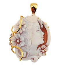 Ciondolo Cammeo in argento 925 dorato cammeo inciso a mano gioiello artigianale