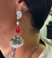 Orecchini Pendenti lunghi Acciaio Nickel Free stile Marino Chiusura a farfallina