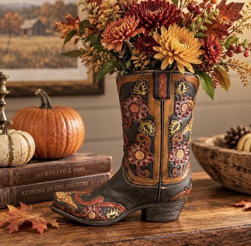 Western cowboy boot planter - cowboy,