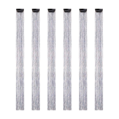 6pcs clip hair tinsel - 6pcs,