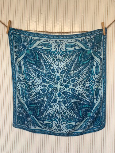 Foulard carré soie vintage - soie,