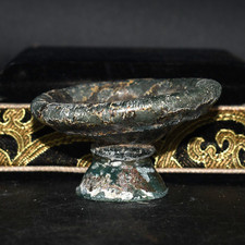 Originale antico contenitore in vetro romano con patina iridescente ca. I secolo