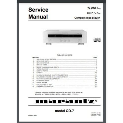 Marantz cd7 lettore cd - marantz, cd-7